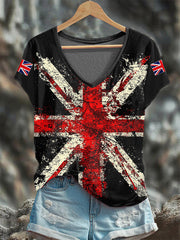 Women's Union Jack V-neck T-shirt