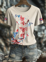 Women's UK Flag Butterfly Art Printed T-shirt