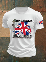 Men's British Veteran Imitation Cotton Short-Sleeved Printed T-shirt