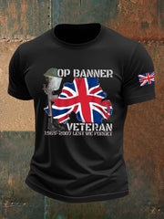 Men's British Veteran Imitation Cotton Short-Sleeved Printed T-shirt