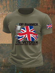 Men's British Veteran Imitation Cotton Short-Sleeved Printed T-shirt