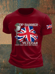 Men's British Veteran Imitation Cotton Short-Sleeved Printed T-shirt