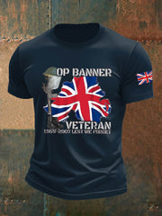 Men's British Veteran Imitation Cotton Short-Sleeved Printed T-shirt