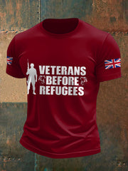 Men's UK Immigration Veterans Before Refugees Printed T-shirt