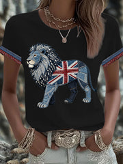 Women's British Faux Denim Printed T-shirt