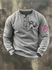 Men's Vintage England Flag Lion Printed Sweatshirt