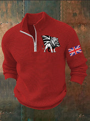 Men's Vintage England Flag Lion Printed Sweater