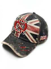 Unisex UK Flag Stop The Boats Print Hat