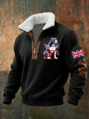 Men's Vintage England Flag Dog Printed Sweatshirt