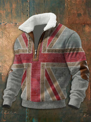 Men's Union Jack Art Print baggy zip-up hoodie