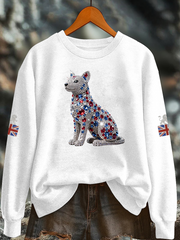 Women's British imitation diamond hot-drilling Printed Regular Sweatshirt