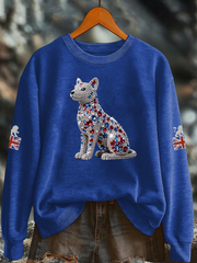 Women's British imitation diamond hot-drilling Printed Regular Sweatshirt