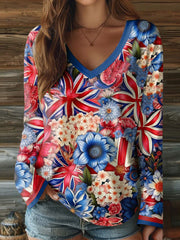 Women's Union Jack Art Print V-Neck T-Shirt