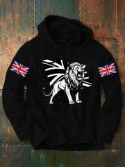 Men's Vintage England Flag Lion Printed Hoodie