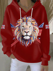 Women's British imitation diamond hot-drilling Printed Casual Hoodie