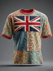 Unisex Union Jack and patchwork printed short sleeves t-shirt
