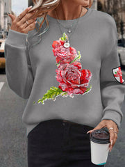 Women's England Rugby Lover Roses Printed Sweatshirt
