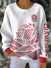 Women's England Rugby Lover Roses Printed Sweatshirt