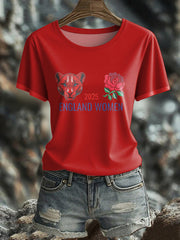 Women's England Rugby Lover Roses Printed T-shirt