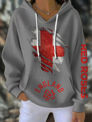 Women's England Rugby Lover Roses Printed Hoodie