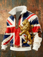 Men's Vintage England Flag Lion Printed Sweatshirt