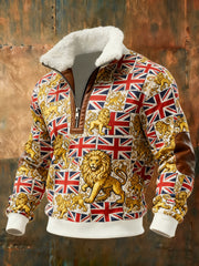 Men's Vintage England Flag Lion Printed Sweatshirt