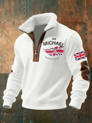 Men's Vintage England Flag Sir Michael Proud To Be British Printed Sweatshirt