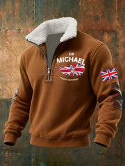Men's Vintage England Flag Sir Michael Proud To Be British Printed Sweatshirt