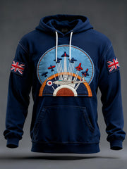 Men's Vintage RAF Wings Of Freedom Print Casual Hoodie