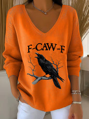 Women's Crow F-Caw-F V-neck Long-sleeved Top