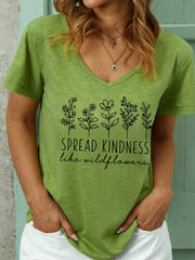Women's Mental Health Awareness Spread Kindness Like Wildflower Print Short Sleeve T-Shirt