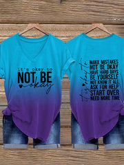 Unisex It's Okay To Not Be Okay Health Awareness Print V-neck Short Sleeve T-Shirt