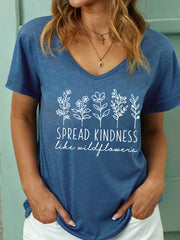 Women's Mental Health Awareness Spread Kindness Like Wildflower Print Short Sleeve T-Shirt
