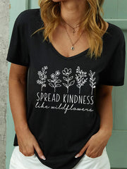 Women's Mental Health Awareness Spread Kindness Like Wildflower Print Short Sleeve T-Shirt