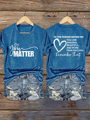 Women's Mental Health Awareness You Matter Short Sleeve T-Shirt