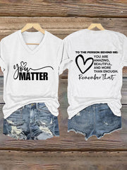 Women's Mental Health Awareness You Matter Short Sleeve T-Shirt