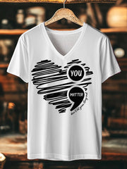 Women's You Matter, Don't Let Your Story End Gradient Print Mental Health V-Neck Tee