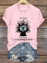 Women's It's Fine I'm Fine Everything Is Fine Casual V-Neck Tee