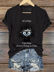 Women's It's Fine I'm Fine Everything Is Fine Casual V-Neck Tee