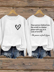 Women's Dear Person Behind Me You Are Enough Printed Sweatshirt