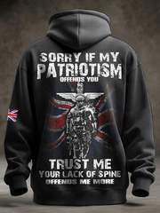 Men's British Veteran Oversized Drop-Shoulder Hoodie with Pockets