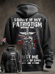 Men's British Veteran Oversized Drop-Shoulder Hoodie with Pockets