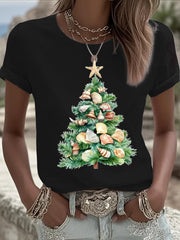 Women's Funny Christmas Printed T-shirt