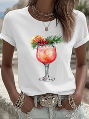Women's Funny Christmas Printed T-shirt