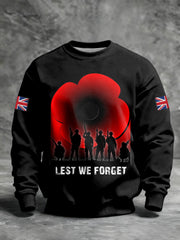 Men's Remembrance Day Lest We Forget Printed Sweatshirt