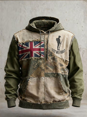 Men's Remembrance Day Lest We Forget Camouflage Oversized Drop-Shoulder Hoodie With Pockets