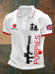 Men's British SA80 and poppies print polo shirt