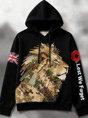 Men's British Lion Lest We Forget Drop-Shoulder Hoodie (No Pockets)