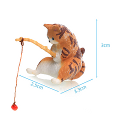Miniature Fishing Cat Figurine Set