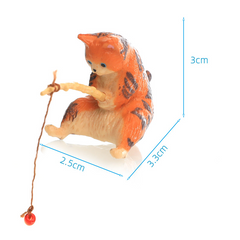 Miniature Fishing Cat Figurine Set